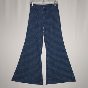 Litz Wide Leg Flare Jeans Womens 27 Bell Bottom Pinstripe 90s Y2K Grunge Hippie